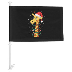 Christmas Giraffe Santa Hat Lights Giraffe Men Wom Car Flag