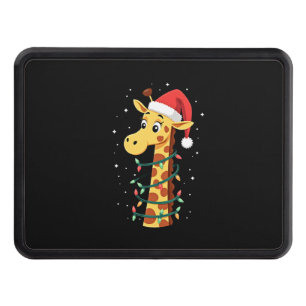 Christmas Giraffe Santa Hat Lights Giraffe Men Wom Hitch Cover
