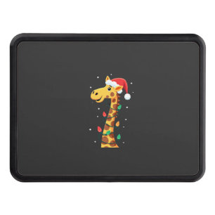Christmas Giraffe Santa Hat Lights Giraffe Men Wom Hitch Cover