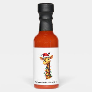 Christmas Giraffe Santa Hat Lights Giraffe Men Wom Hot Sauces
