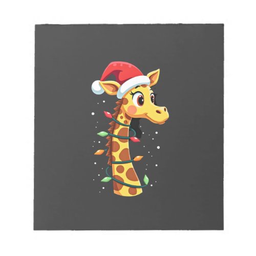 Christmas Giraffe Santa Hat Lights Giraffe Men Wom Notepad