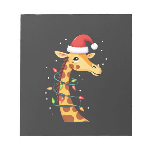 Christmas Giraffe Santa Hat Lights Giraffe Men Wom Notepad