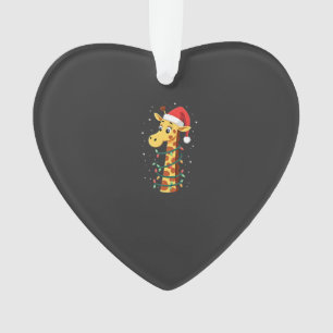 Christmas Giraffe Santa Hat Lights Giraffe Men Wom Ornament