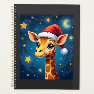 Christmas Giraffe Santa Hat Starry Night Holiday L Planner