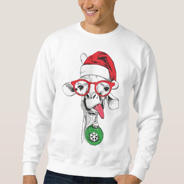 Christmas Giraffe Santa Sweatshirt (Front)