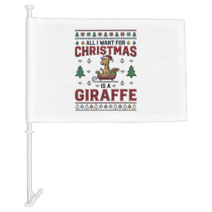 Christmas Giraffe Sleigh Funny Holiday T-Shirt Des Car Flag