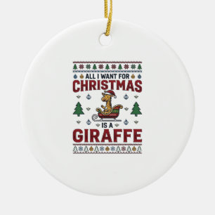 Christmas Giraffe Sleigh Funny Holiday T-Shirt Des Ceramic Ornament