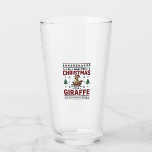 Christmas Giraffe Sleigh Funny Holiday T-Shirt Des Glass