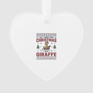 Christmas Giraffe Sleigh Funny Holiday T-Shirt Des Ornament