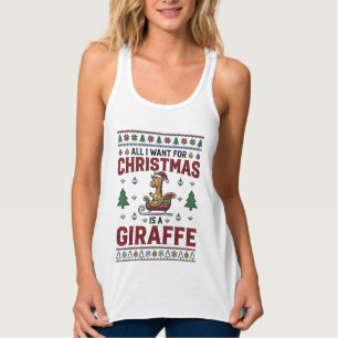 Christmas Giraffe Sleigh Funny Holiday T-Shirt Des Tank Top