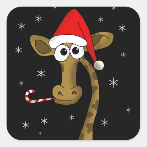 Christmas giraffe square sticker
