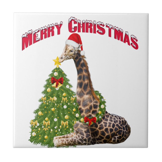 Christmas Giraffe Tile (Front)