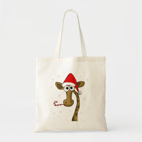 Christmas giraffe tote bag