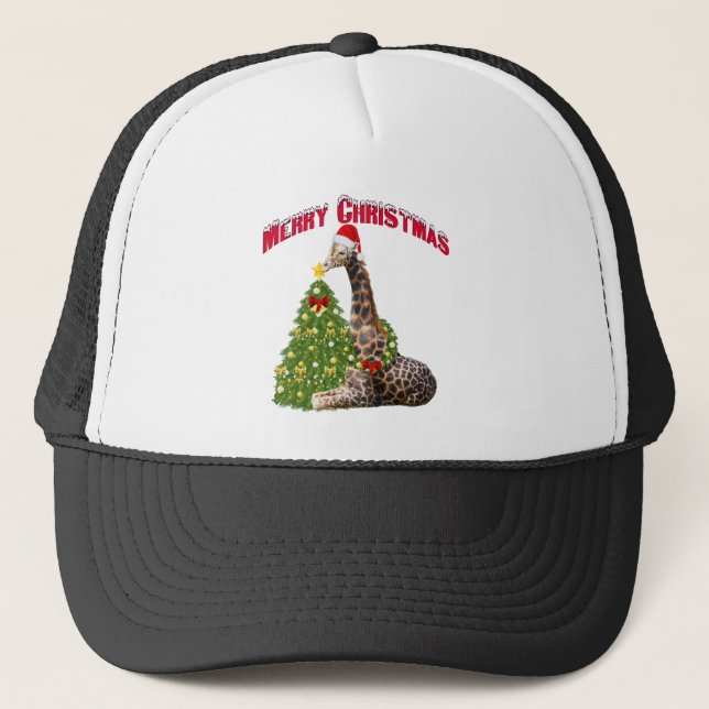 Christmas Giraffe Trucker Hat (Front)