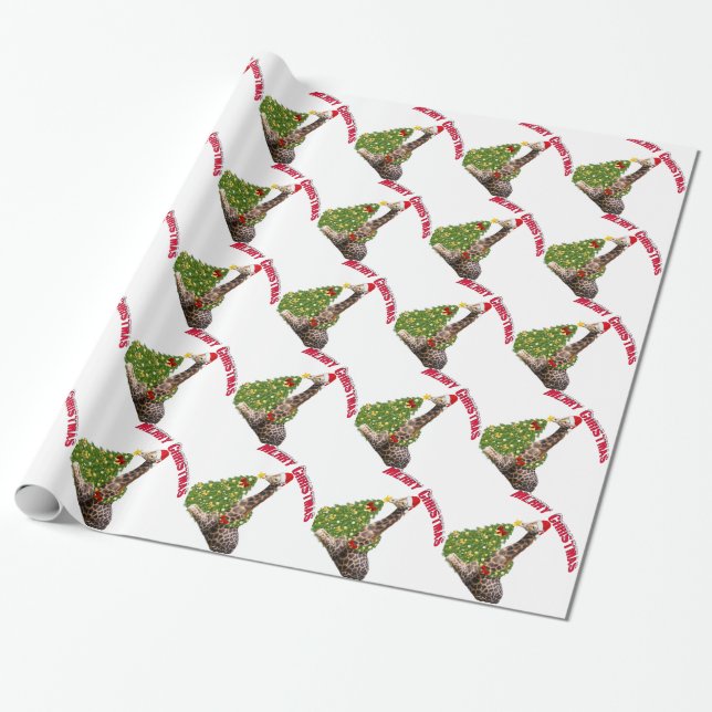 Christmas Giraffe Wrapping Paper (Unrolled)