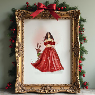 Christmas girl artwork poster