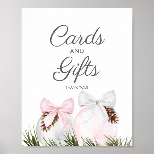 Christmas Girl Baby Shower Cards and Gifts Poster
