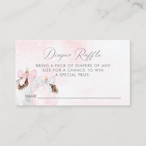 Christmas Girl Baby Shower Diaper Raffle Ticket Enclosure Card