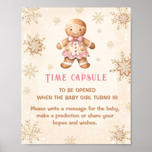 Christmas Girl Baby Shower Game Time Capsule Sign