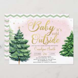 Christmas Girl Baby Shower Invitation
