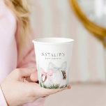 Christmas Girl Baby Shower Personalized  Paper Cups<br><div class="desc">Christmas Girl Baby Shower Paper Cups are designed with watercolor pink Christmas ornaments. Text is editable - Click Personalize to edit. Matching items in our store Cava Party Design.</div>
