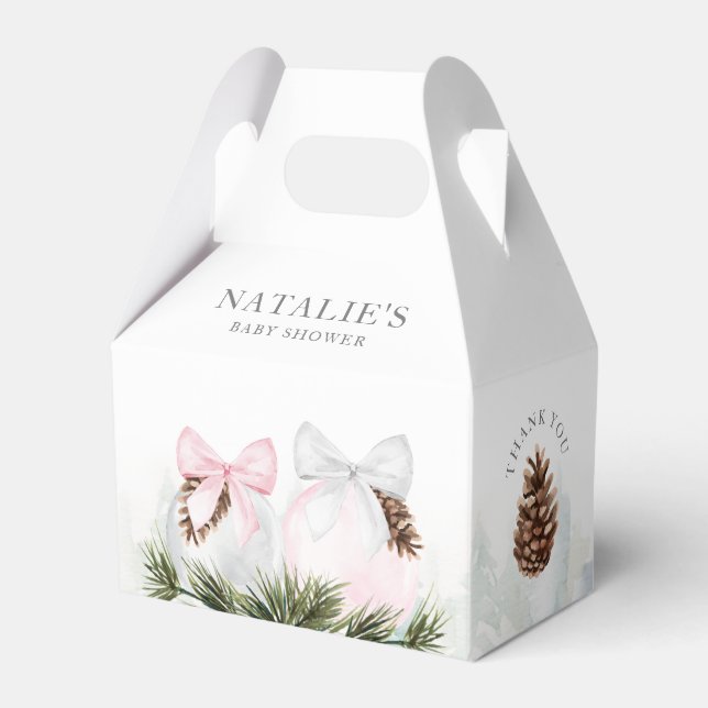 Christmas Girl Baby Shower Pink Favor Box (Front Side)