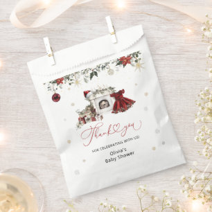 Christmas Girl Baby Shower Thank You Favor Bag