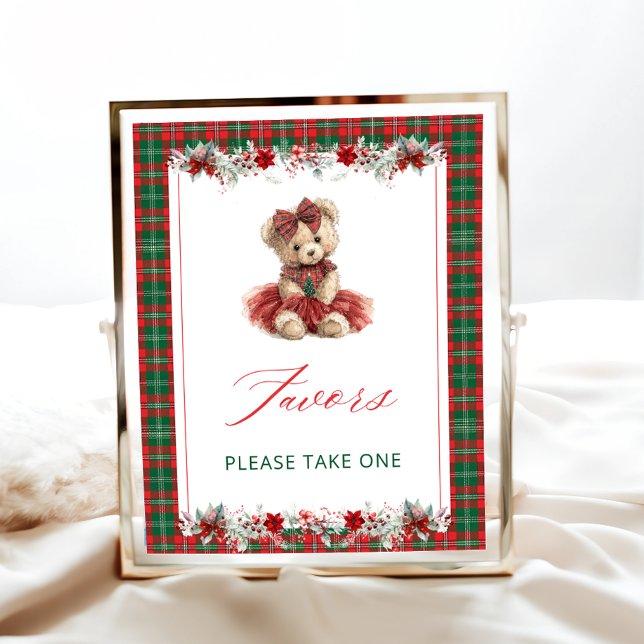 Christmas Girl Bear Baby Shower Favors Poster (Creator Uploaded)