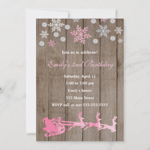 Christmas Girl Birthday Party Rustic Invitation