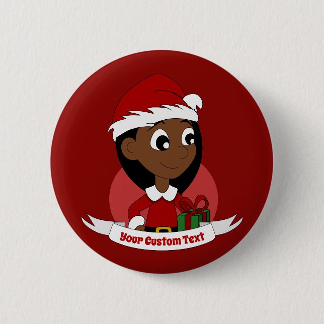Christmas girl cartoon button (Front)