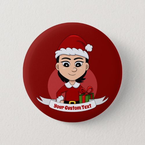 Christmas girl cartoon button