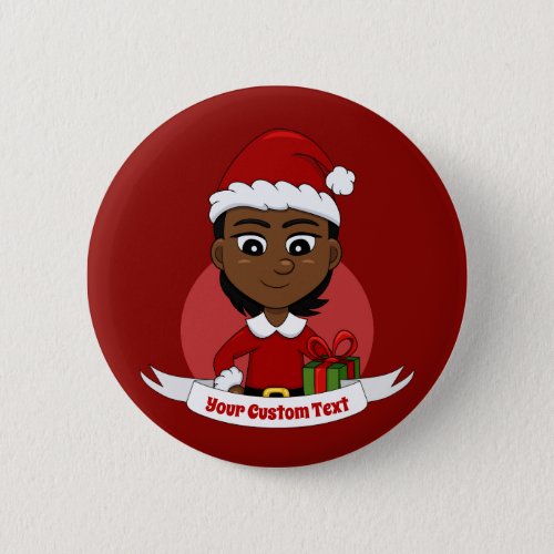 Christmas girl cartoon button
