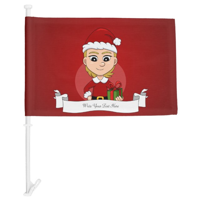 Christmas girl cartoon car flag (Front)