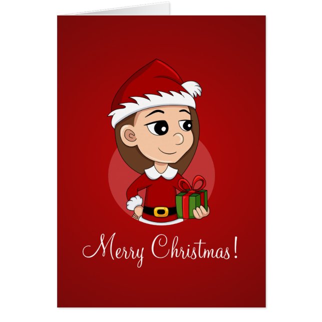 Christmas girl cartoon cards (Front)
