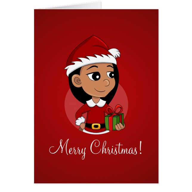 Christmas girl cartoon cards (Front)