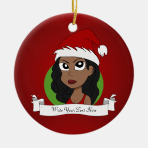 Christmas girl cartoon ceramic ornament