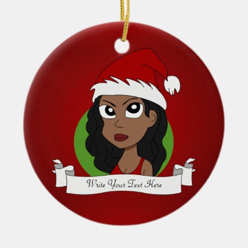 Christmas girl cartoon ceramic ornament