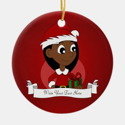 Christmas girl cartoon ceramic ornament