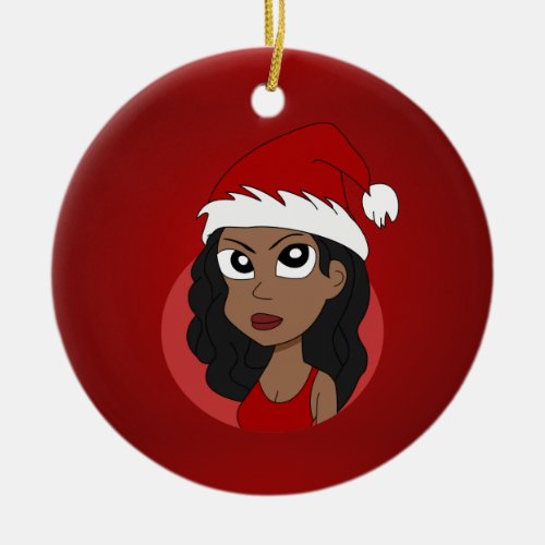 Christmas girl cartoon ceramic ornament