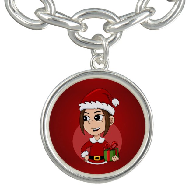 Christmas girl cartoon charm bracelet (Design)