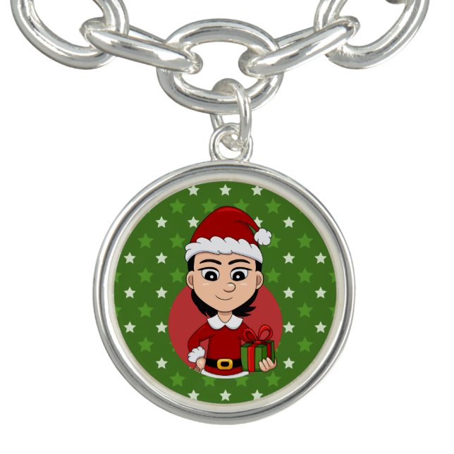 Christmas girl cartoon charm bracelet (Design)