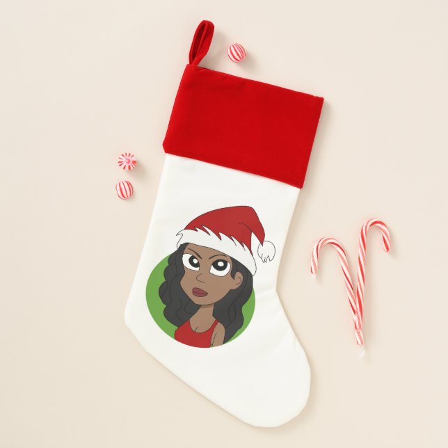 Christmas girl cartoon christmas stocking (Front)