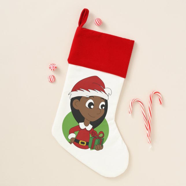 Christmas girl cartoon christmas stocking (Front)