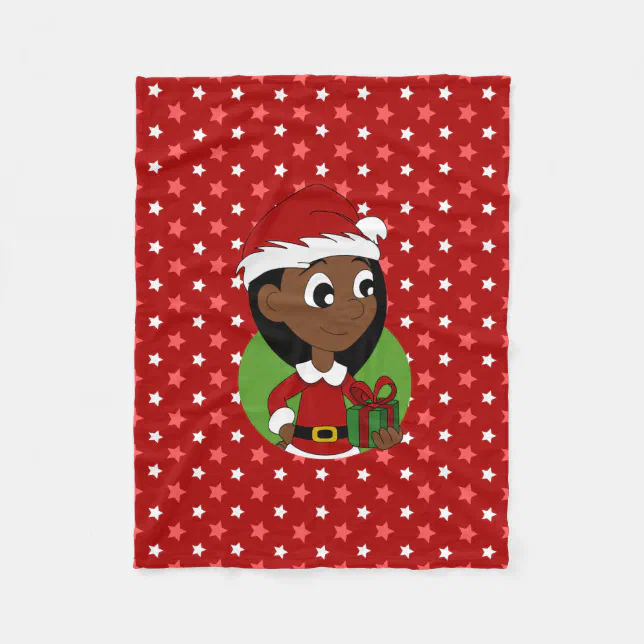 Christmas girl cartoon fleece blanket | Zazzle