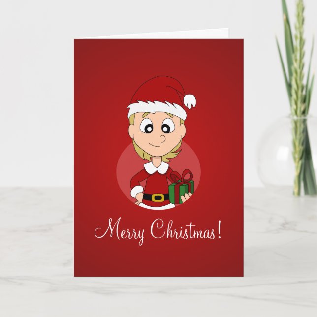Christmas girl cartoon greeting card (Front)