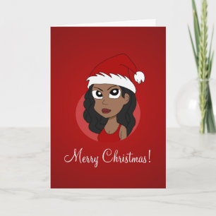 Christmas girl cartoon holiday card