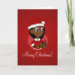 Christmas girl cartoon holiday card