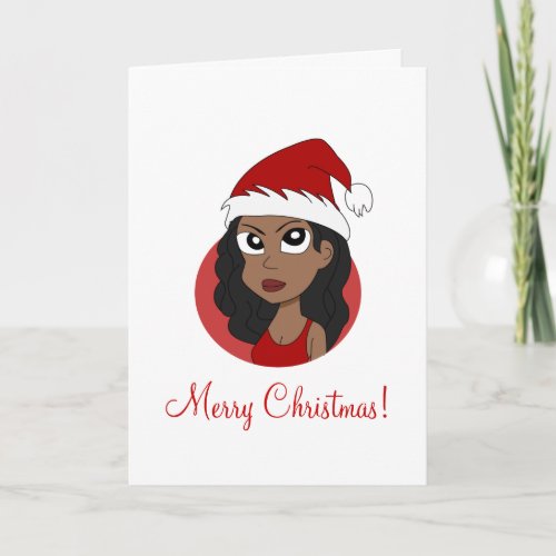 Christmas girl cartoon holiday card