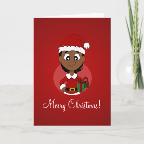 Christmas girl cartoon holiday card