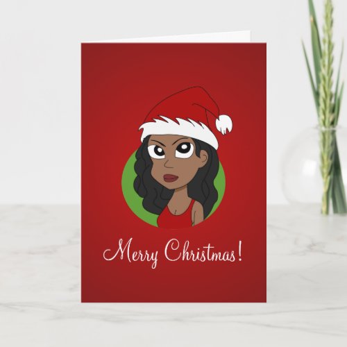 Christmas girl cartoon holiday card